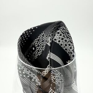 100% Hand Rolled Silk Pocket Square - Ready To Wear - Paisley - White Black - Hand Made In Italy