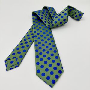 100% Silk Tie Ready To Wear - Woven - Green - Geo Pattern - Hand Made In Italy