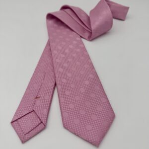 100% Silk Tie Ready To Wear - Woven - Pink - Geo Pattern - Hand Made In Italy