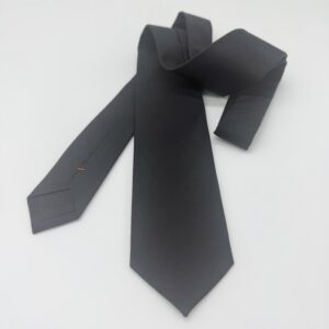 100% Silk Tie Ready To Wear - Woven - Black - Solid Pattern - Hand Made In Italy