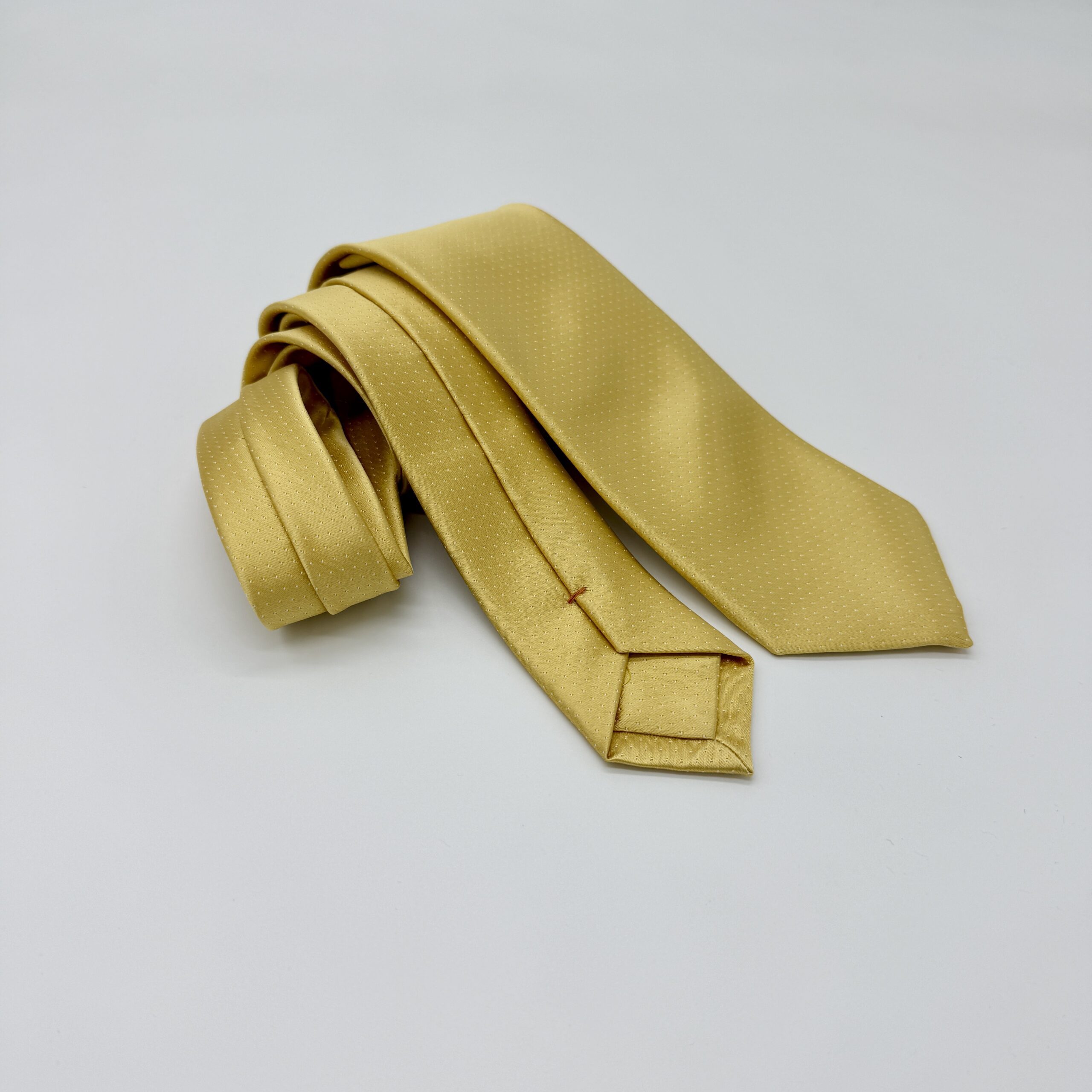 100% Silk Tie Ready To Wear - Woven - Yellow - Micro Pattern - Hand Made In Italy - Image 3