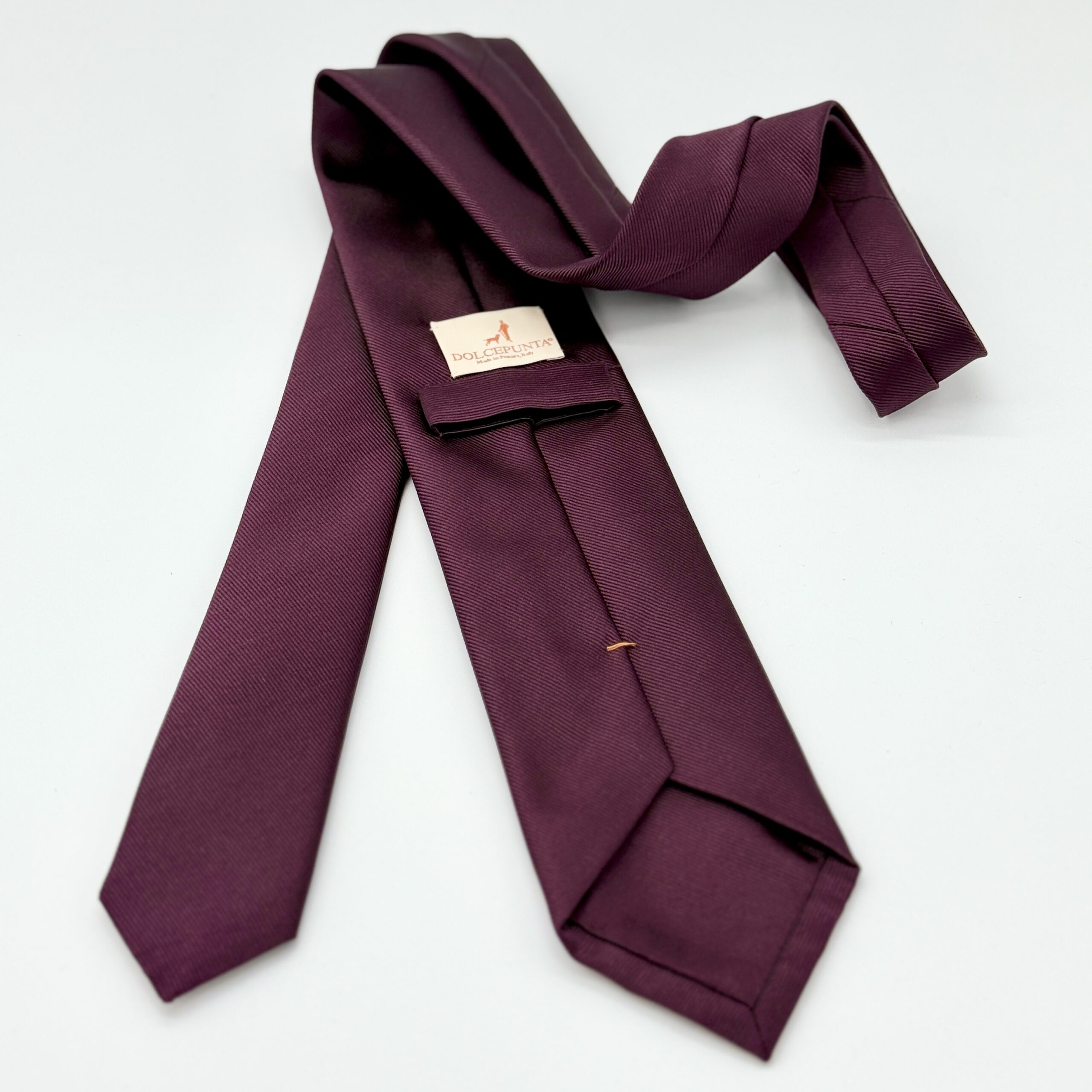 100% Silk Tie Ready To Wear - Woven - Red - Solid Pattern - Hand Made In Italy - Image 2