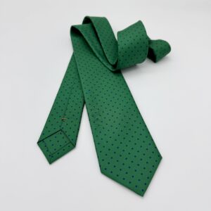 100% Silk Tie Ready To Wear - Print Twill - Green - Micro Pattern - Hand Made In Italy
