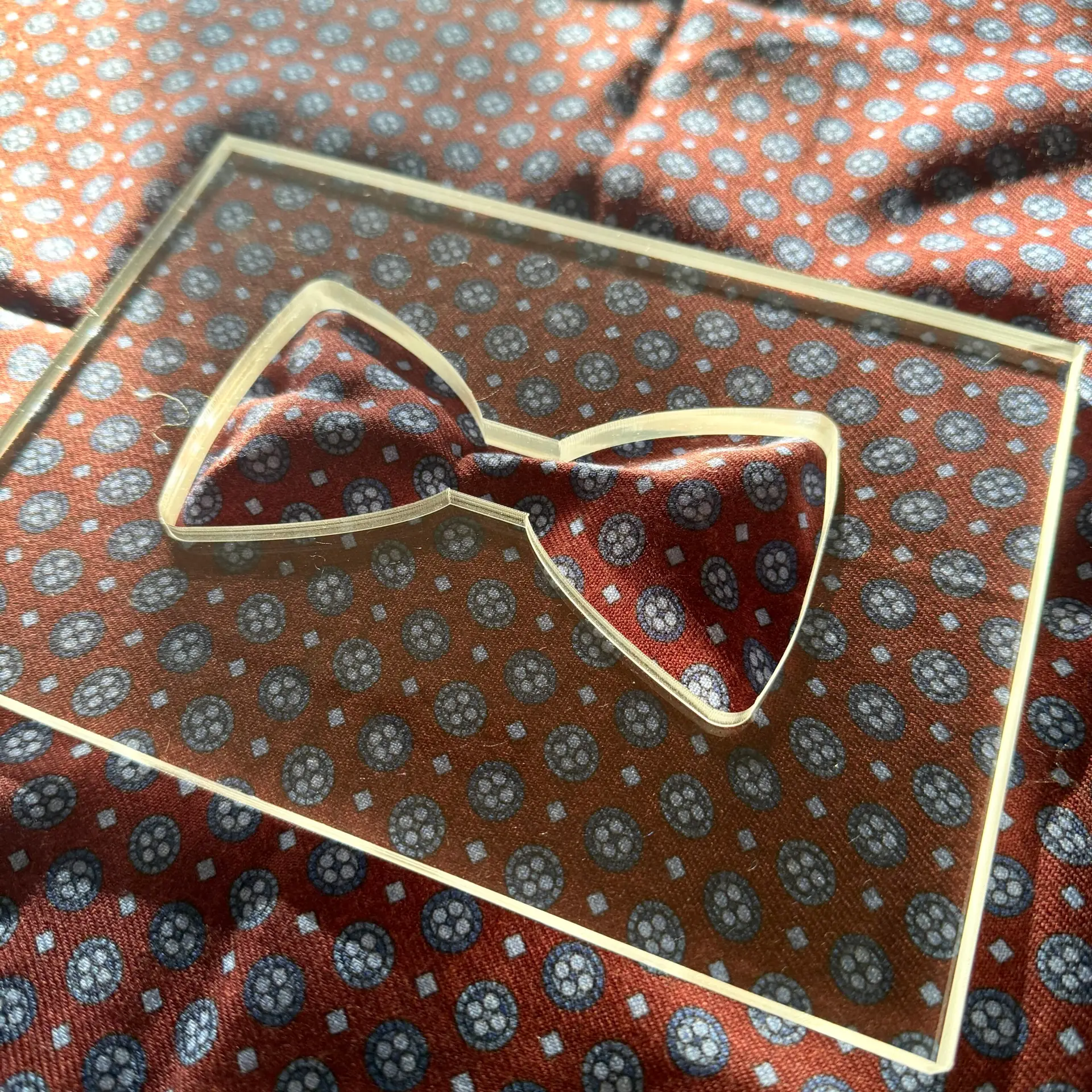 100% Wool Bow Tie Made To Measure - Red - Geo Pattern - Hand Made In ...