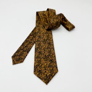 100% Silk Tie Ready To Wear - Print satin - Orange - Paisley Pattern - Hand Made In Italy