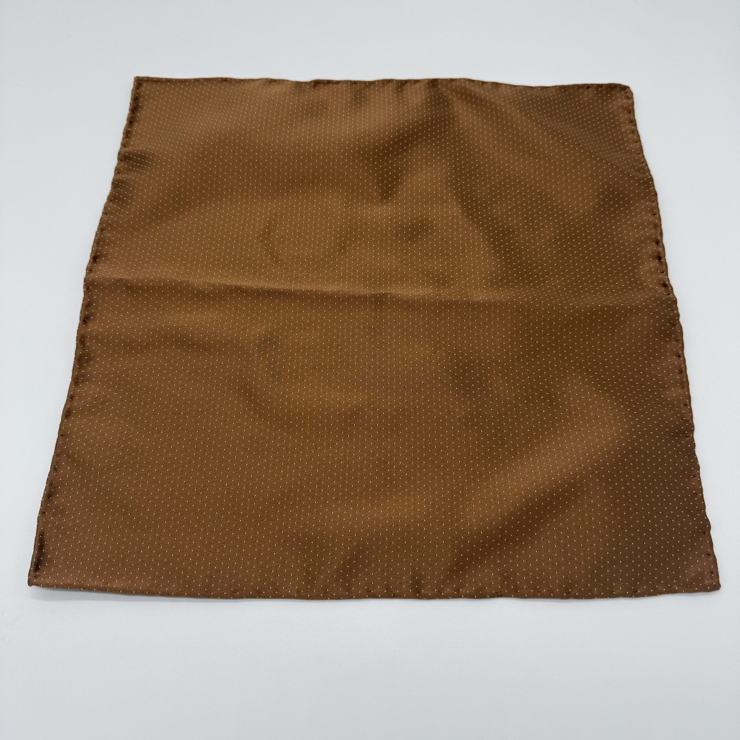 100% Hand Rolled Silk Pocket Square - Ready To Wear - Micro - Brown - Hand Made In Italy - Image 2