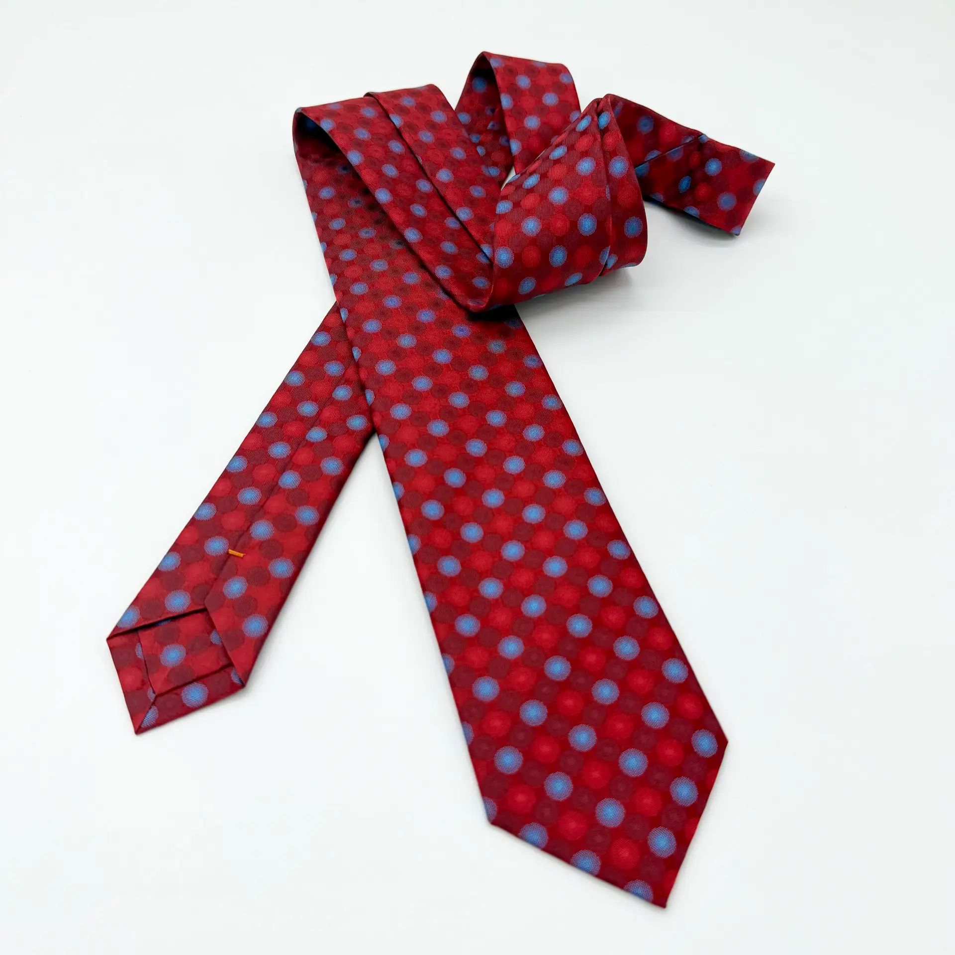 100% Silk Tie Ready To Wear - Woven - Red - Geo Pattern - Hand Made In ...
