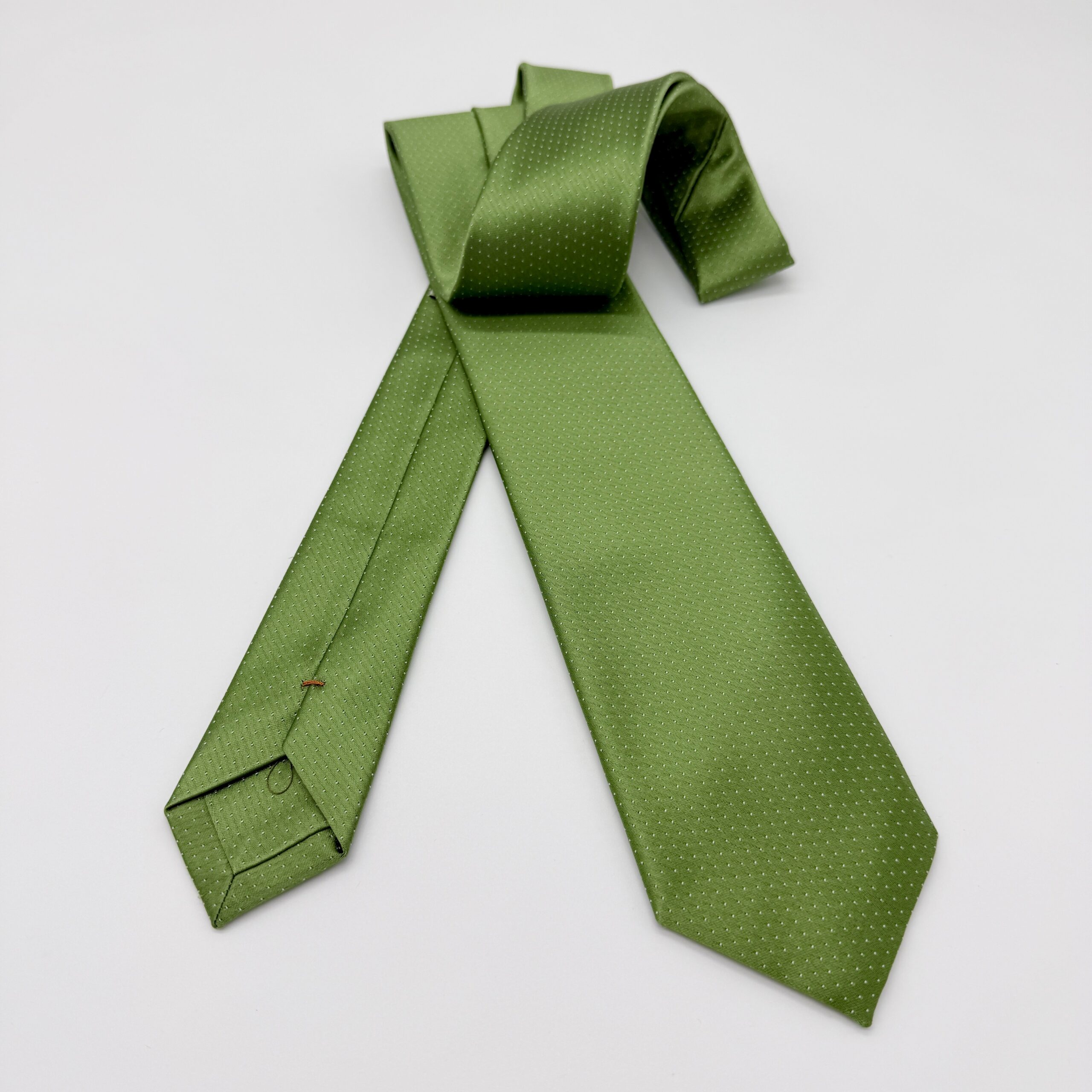 100% Silk Tie Ready To Wear - Woven - Green - Micro Pattern - Hand Made In Italy