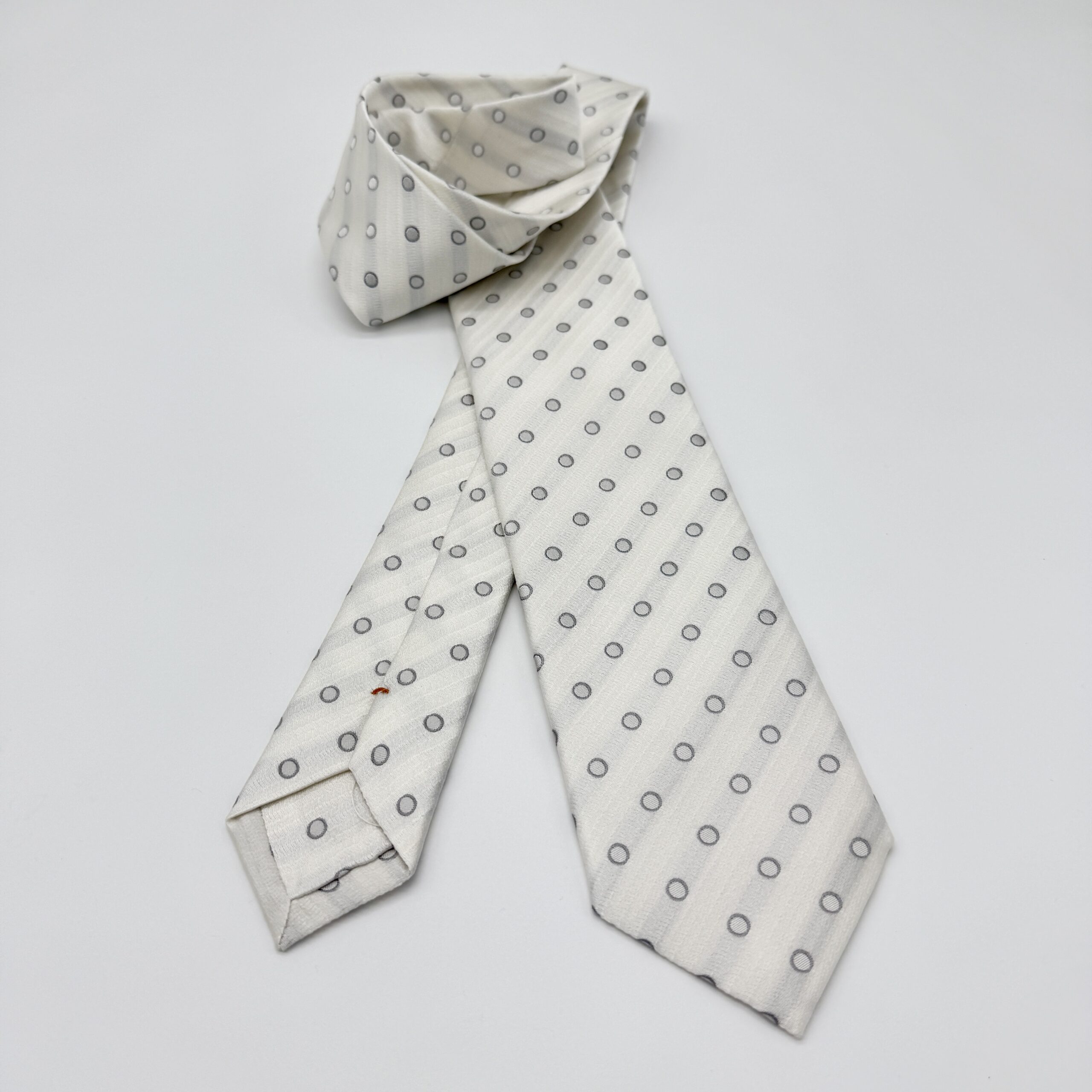 100% Silk Tie Ready To Wear - Woven - White - Geo Pattern - Hand Made In Italy