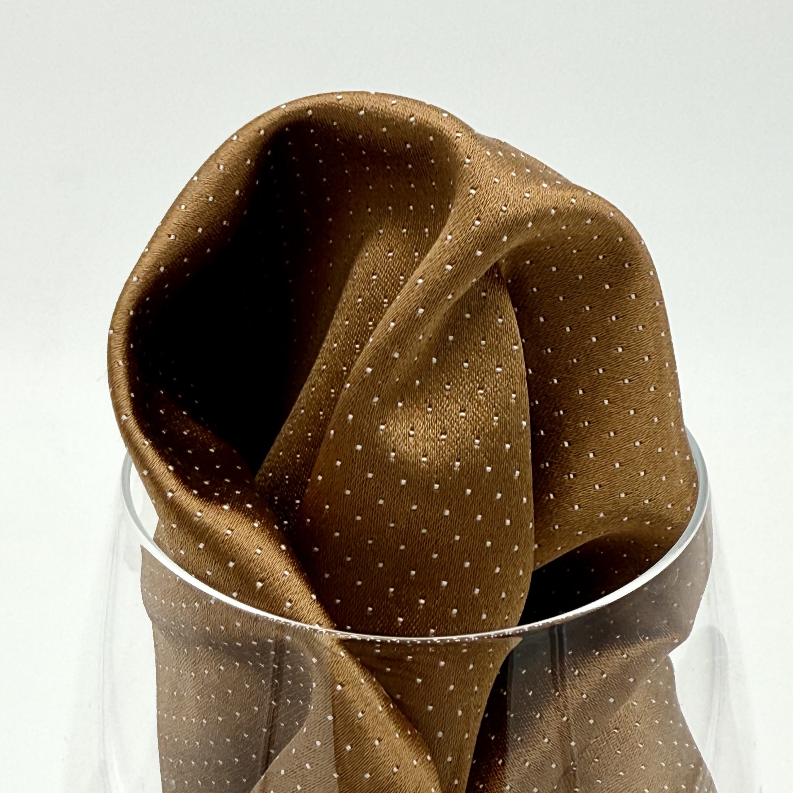 100% Hand Rolled Silk Pocket Square - Ready To Wear - Micro - Brown - Hand Made In Italy