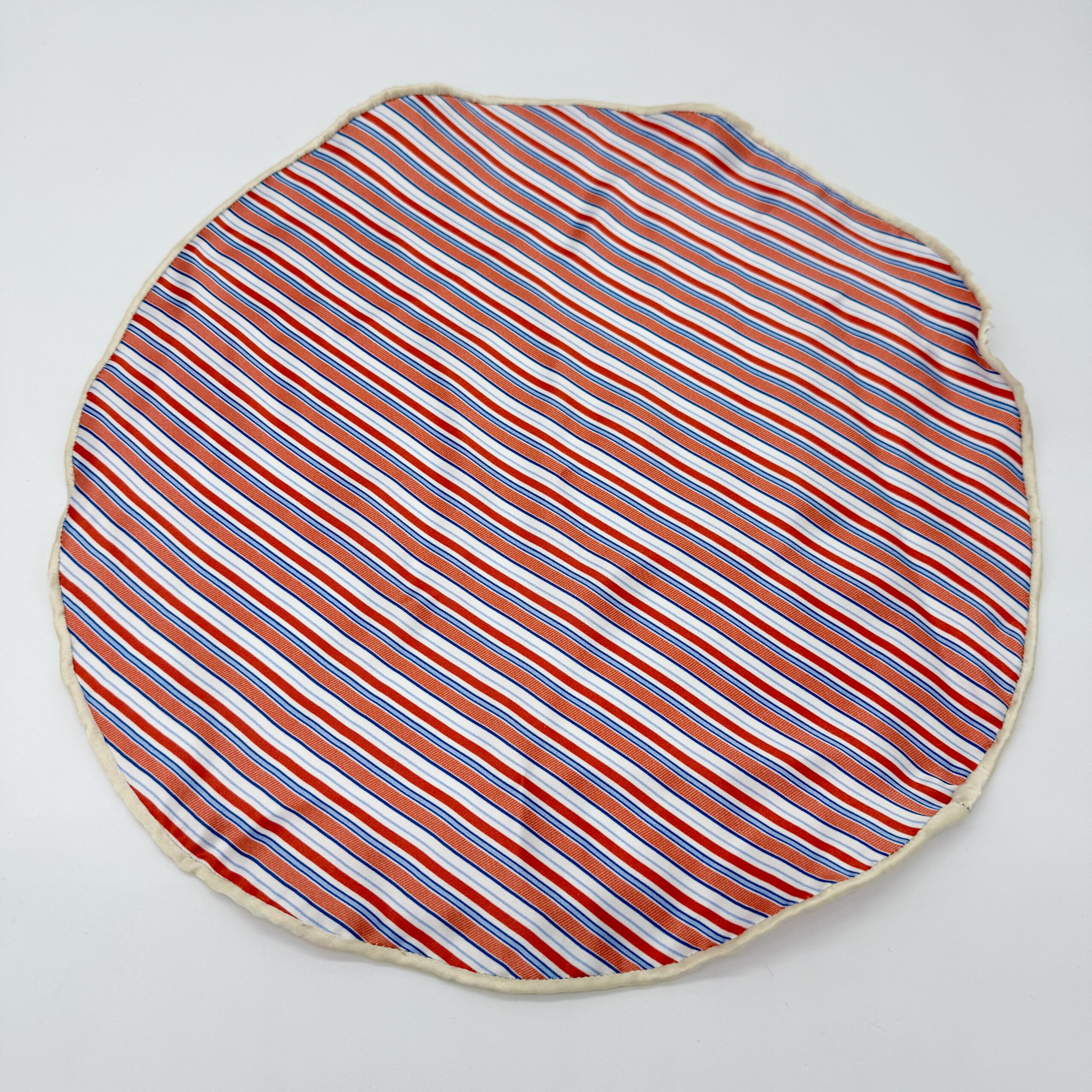 100% Hand Rolled Silk Pocket Square - Ready To Wear - Stripe - Orange - Hand Made In Italy - Image 2