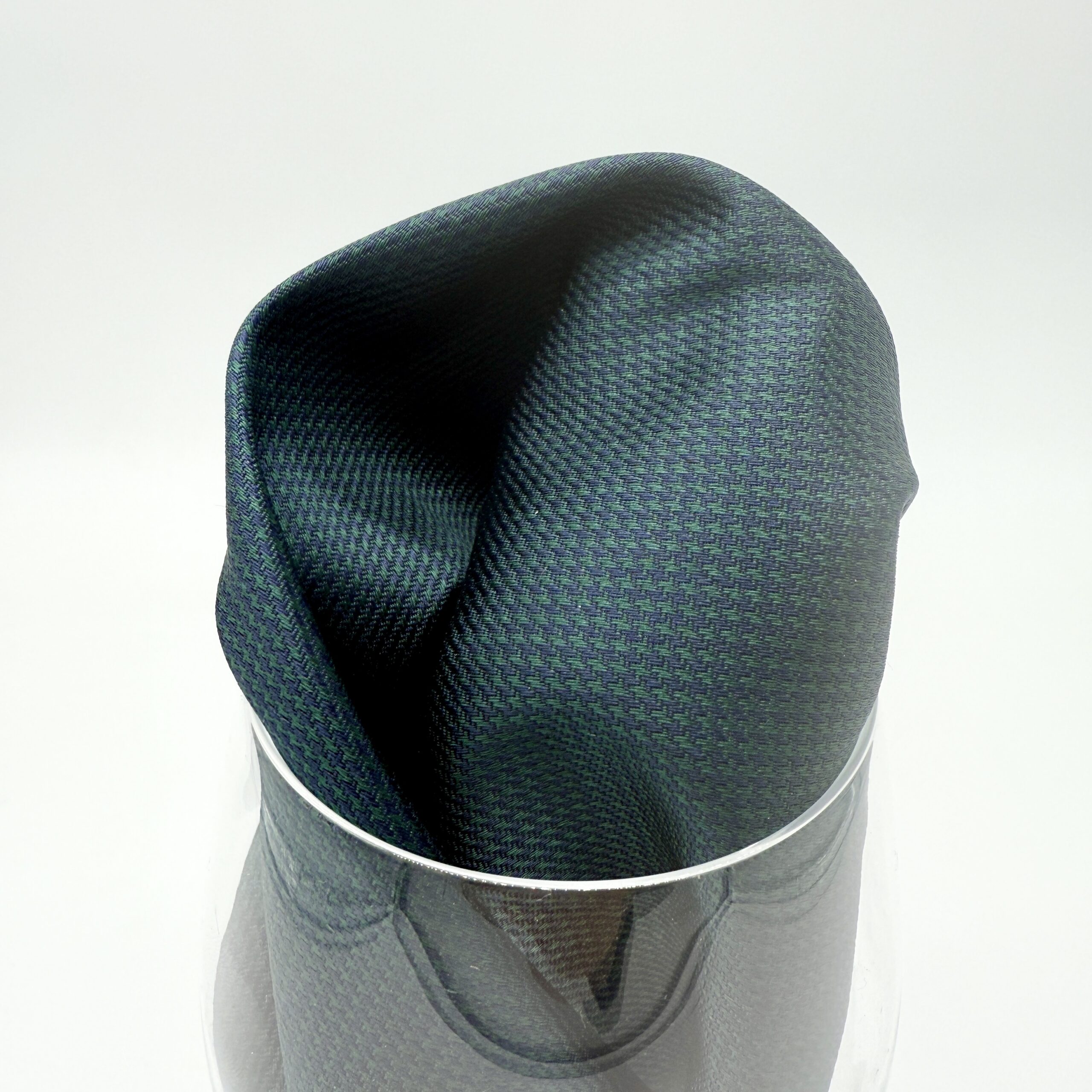 100% Hand Rolled 100% Silk Pocket Square - Ready To Wear - Micro - Green - Hand Made In Italy