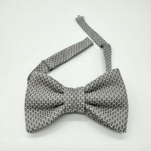 100% Silk Pretied Bow Tie - Ready To Wear - Silver - Solid - Hand Made In Italy