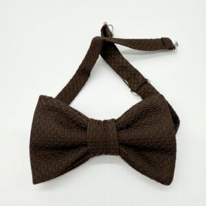 100% Silk Pretied Bow Tie - Ready To Wear - Brown - Solid - Hand Made In Italy