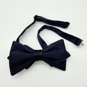 100% Silk Pretied Bow Tie - Ready To Wear - Blue - Micro - Hand Made In Italy