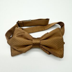 100% Silk Pretied Bow Tie - Ready To Wear - Brown - Micro - Hand Made In Italy