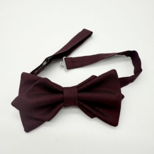 100% Silk Pretied Bow Tie - Ready To Wear - Burgundy - Twill - Hand Made In Italy